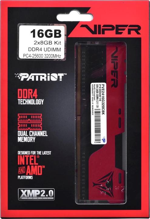 Immagine prodotto Patriot Viper Elite II (2 x 8GB, 3200 MHz, DDR4-RAM, DIMM)