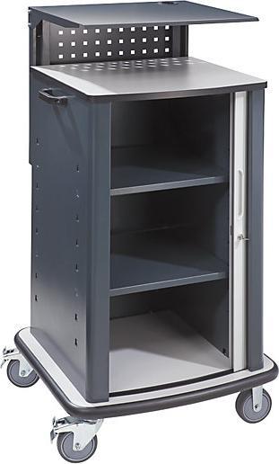 Actual product image eurokraft basic Laptop and equipment trolleys, with roller shutter, charcoal RAL 7016. (25 kg)
