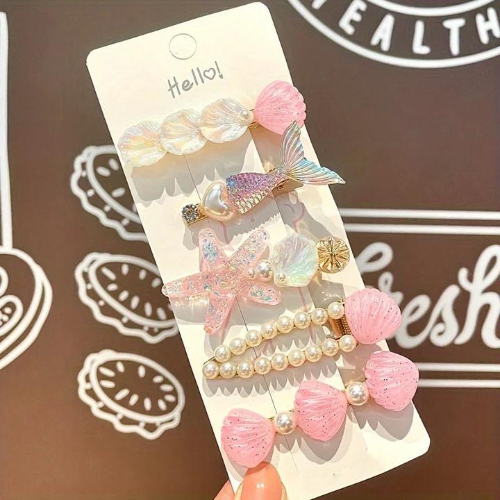Immagine prodotto Activity Board 5pcs Niedliche Meerjungfrau & Seestern Haarspange Set - Harz Tier-Designs, perfekt für (5 pz.)
