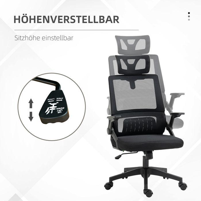 Produktbild Swisshandel24 Vinsetto Bürostuhl ergonomisch, mit Kopfstütze, Armlehnen, Wippfunktion