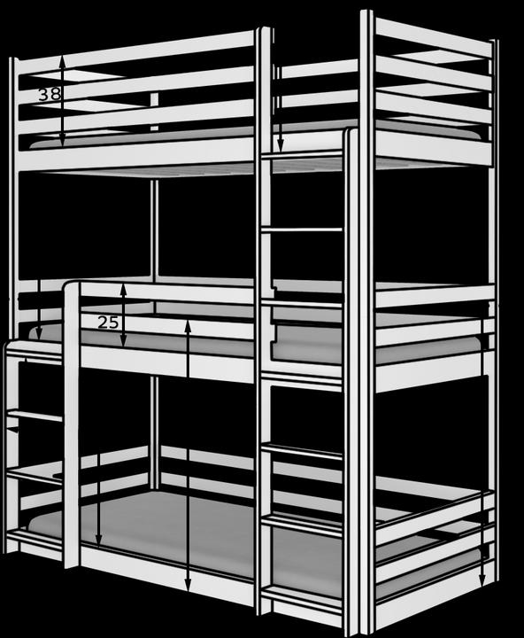 Produktbild ADRK Furniture Etagenbett verdreifachen TEDRO 180x80 (180 x 80 cm)
