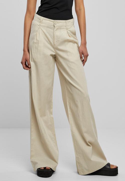 Actual product image Urban Classics Ladies High Linen Mixed Wide Leg Pants (27)