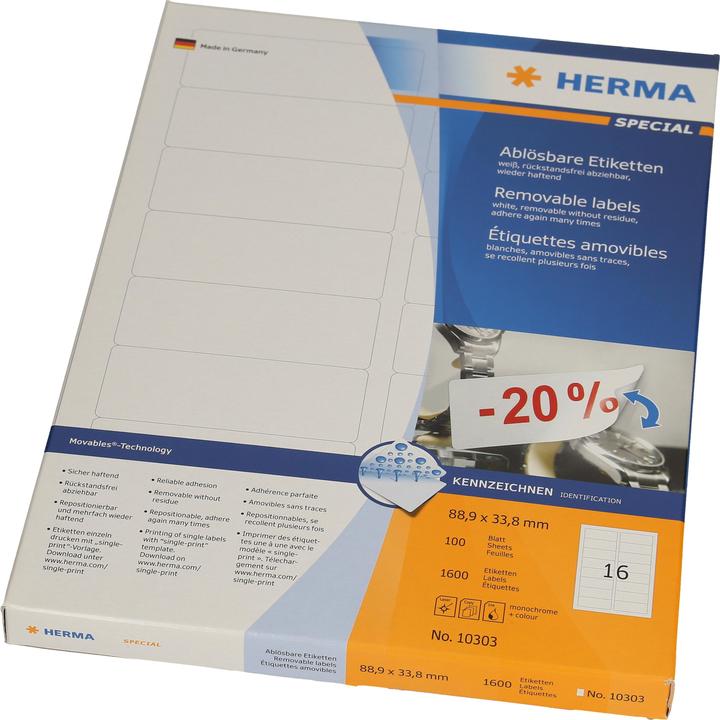 Produktbild HERMA Ablösbare Etiketten A4