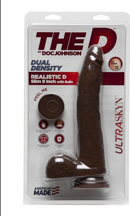 Produktbild Doc Johnson Realistic D - 9 Inch Slim W/Balls - Ultraskyn - Chocolat