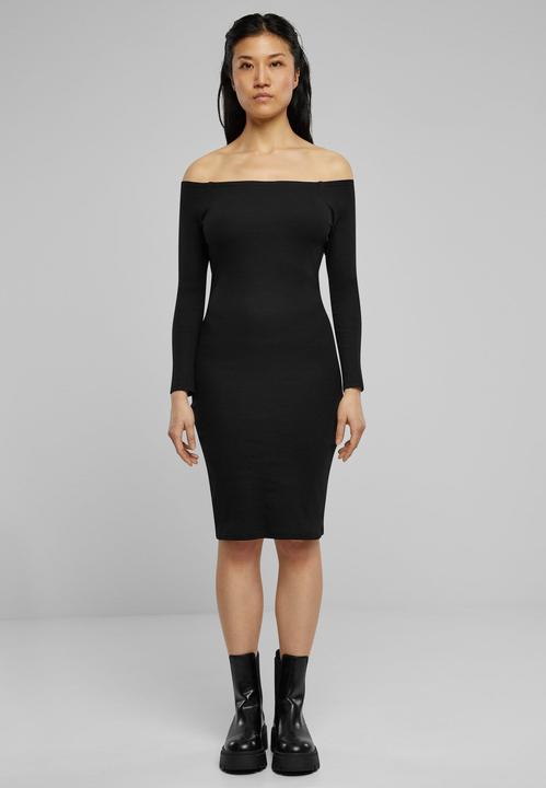 Actual product image Urban Classics Ladies Off Shoulder Longsleeve Rib Dress - 126821 (XS)