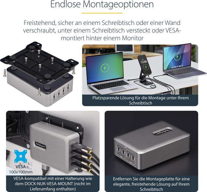 Immagine prodotto StarTech .com 424DEU-USB-C-CHARGER, Interno, AC, 28 V, 1,8 m, Grigio (240 W)