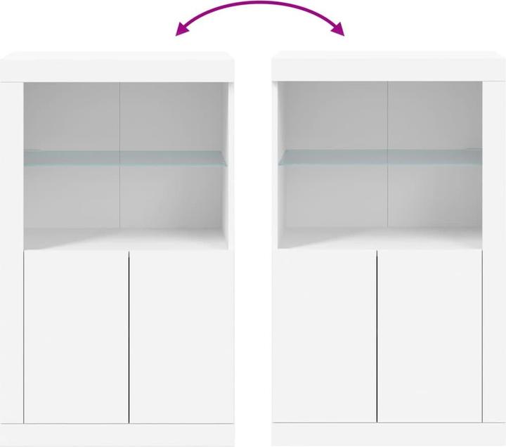 Produktbild VidaXL Beistellschrank mit LED-Leuchten Weiss (60.5 x 37 x 100 cm)
