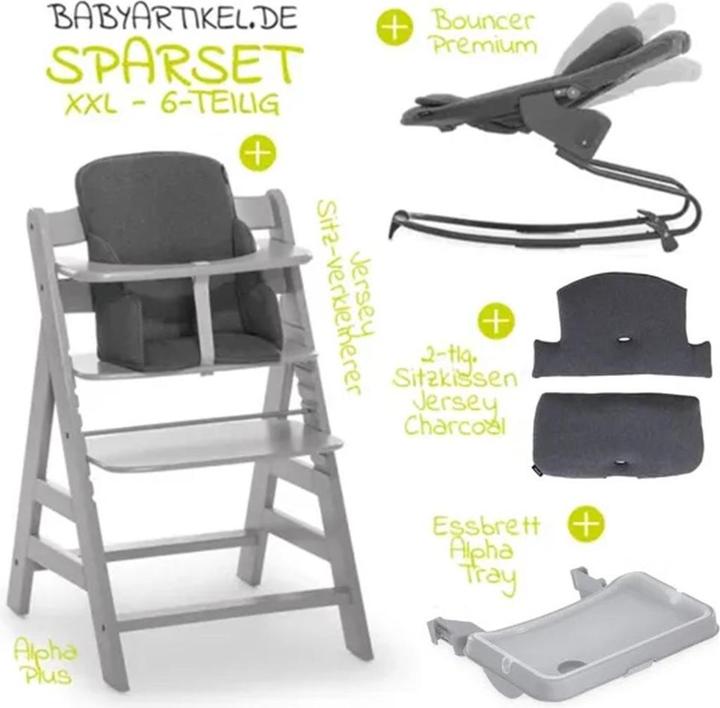 Actual product image Hauck Highchairs Alpha Plus Grey XXL Newborn Set - Highchair + 2in1 (Highchair)