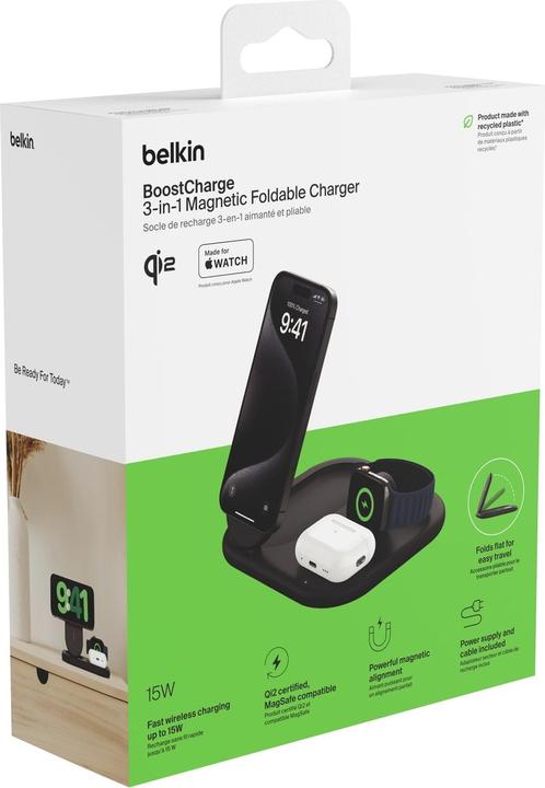 Immagine prodotto Belkin Stazione di ricarica Qi2 BoostCharge 3-in-1 (15 W)