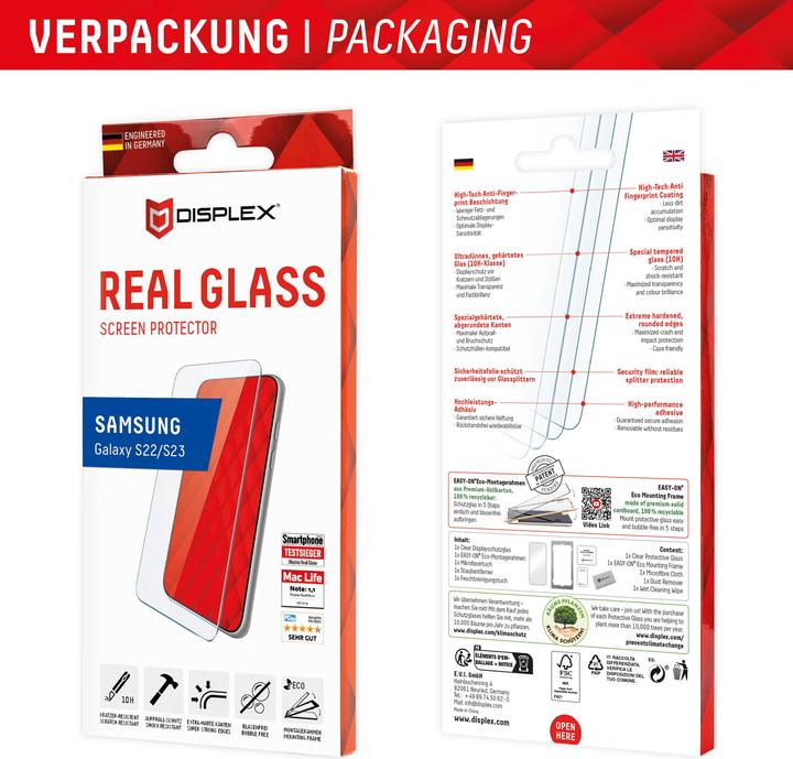 Actual product image Displex Real Glass, 2D Panzerglas (1 Piece, Samsung Galaxy S22 5G, Samsung Galaxy S23)