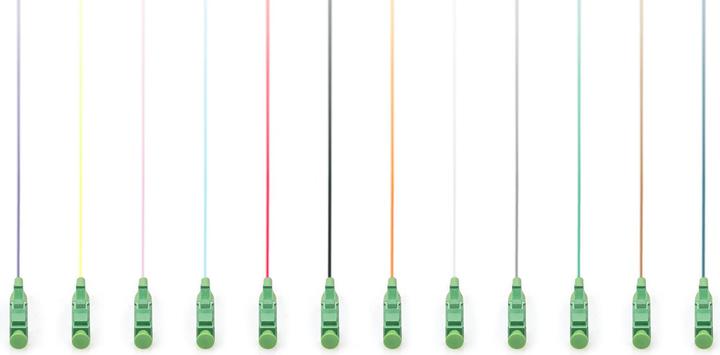 Produktbild Digitus LWL Pigtail-Set, 12 Stk., LC APC, SM OS2 09/125 µ loose buffer, Farbcode DIN IEC 304, 2 m (2 m)