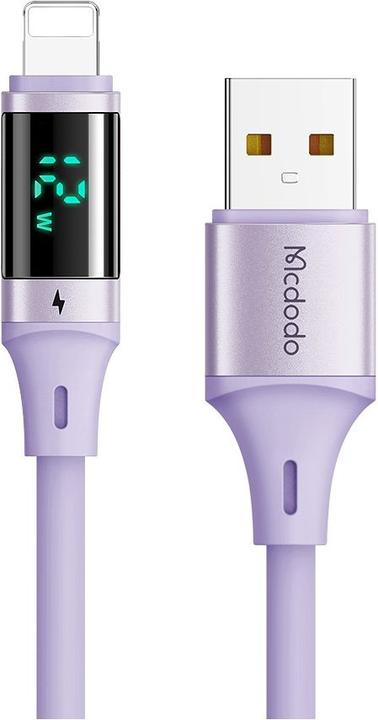 Produktbild Mcdodo Ladekabel USB zu Lightning inkl. Digitalanzeige 1.2m - Violett