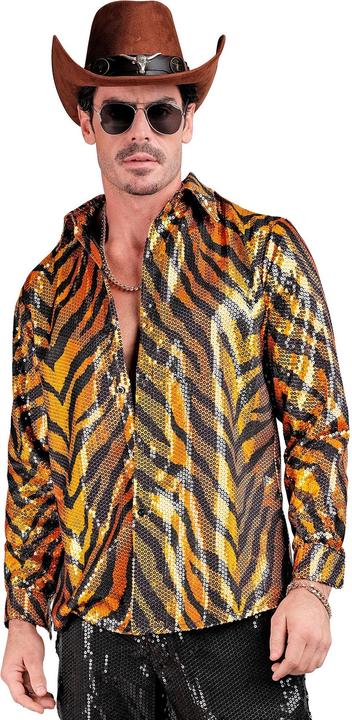 Actual product image Widmann PARTY FASHION HEMD (Paillettenhemd in Tigermuster), L/XL (L)