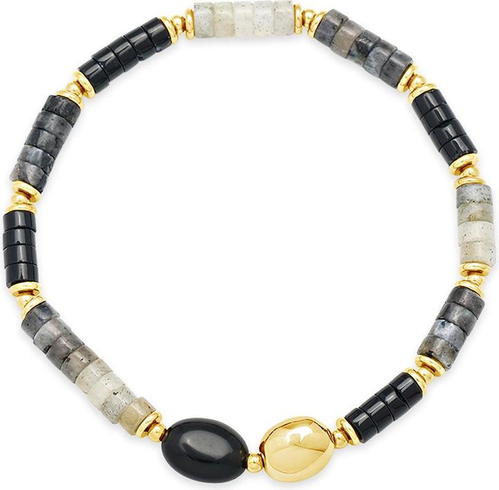 Leyda Armband Edelstein mit Edelstahl (18 cm, Stein, Edelstahl Gelb Vergoldet 18K)