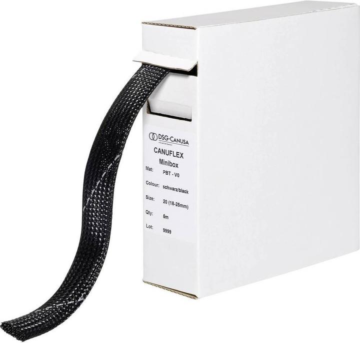 Actual product image DSG Canusa 8694006951 Braided Sleeving Black Polyester 6 to 12 mm 10 m (Cable conduit, 1000 cm)
