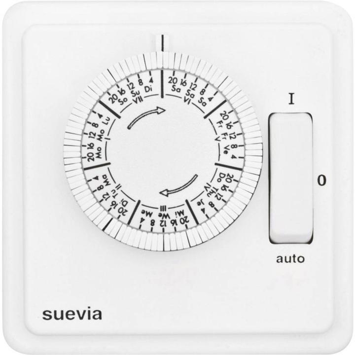 Produktbild Suevia SU280439 Unterputz-Zeitschaltuhr analog Wochenprogramm 1200W IP20 EIN/AUTO/AUS-Programm