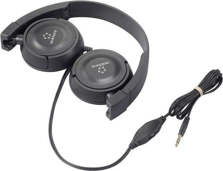 Actual product image Renkforce RF-HS-130 On Ear Headphones Wired Stereo Black Headband (Cable)