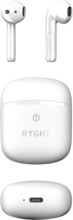 Actual product image Ryght WAYS2 In Ear Headset Bluetooth® Stereo White Battery Charge Indicator, Headset, Charging Case (25 h, Wireless)