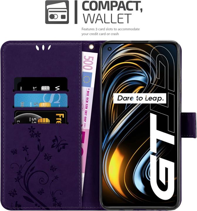 Produktbild Cadorabo Flower Book Hülle für Realme GT / GT Neo 2T / Q3 PRO (Realme GT Neo 2T, Realme Q3 Pro 5G)