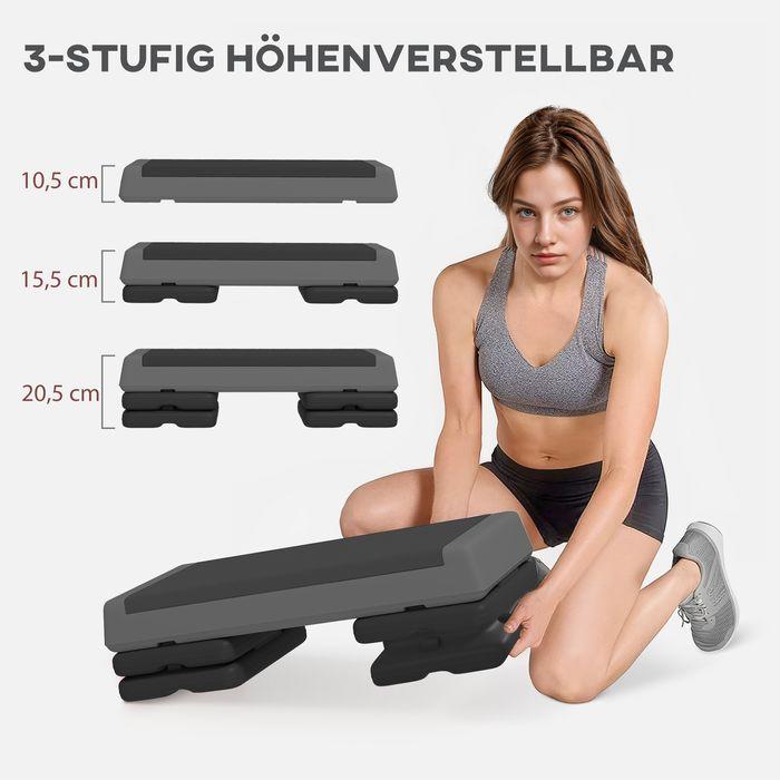 Produktbild Swisshandel24 Fitness-Stepper, 10,5/15,5/20,5cm Höhenverstellbare Steppbrett für Zuhause, Grau