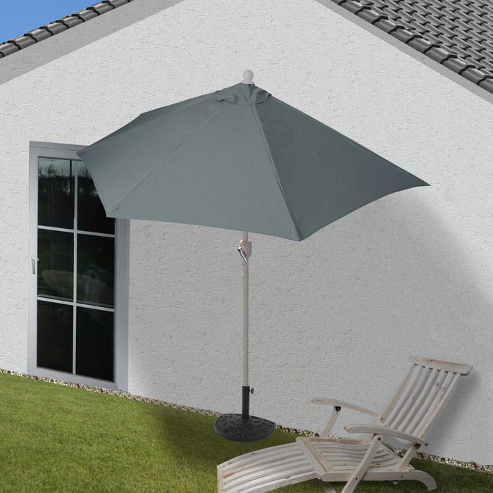 Actual product image Mendler Parasol half-round, half umbrella balcony umbrella, UV 50+ polyester/aluminium 3kg, 300cm (2.85 m)