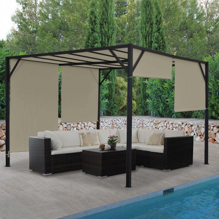 Immagine prodotto Mendler Pergola Baia, gazebo da giardino con copertura per patio, robusta struttura in acciaio da 6 cm + (405 cm, 305 cm)