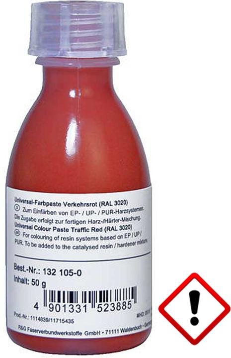 Actual product image R&G universal colour paste traffic red (ral 3020) bottle/ 50 g