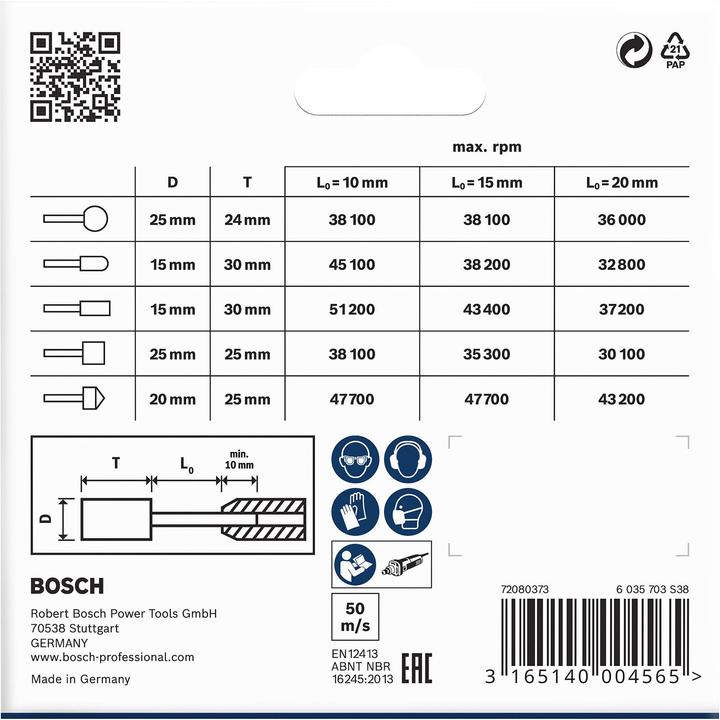 Produktbild Bosch Professional Zubehör PRO Steel Schleifstiftset, 25 x 24, 15 x 30, 15 x 30, 25 x 25, 20 x 25 mm, G60, 5-tlg. (60)