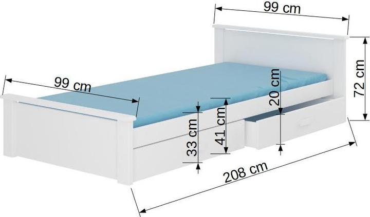Produktbild ADRK Furniture Bett mit Matratze ALDEX 200x90 (200 x 90 cm)