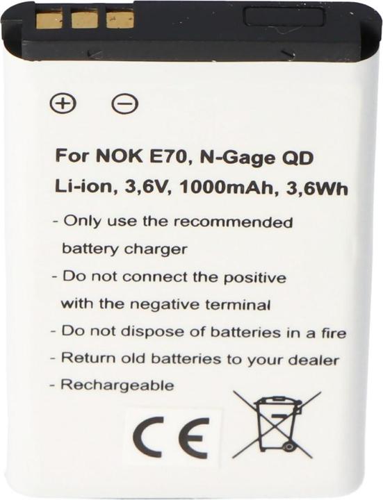 Produktbild AccuCell Akku Nokia E70, N-Gage QD, Nokia BL-6C
