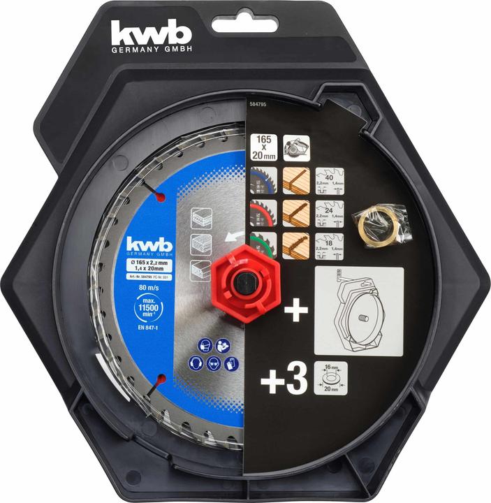 Actual product image kwb 584795 Circular saw blade set 165 x 16 mm 1 pc.