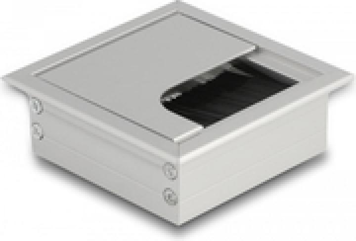 Immagine prodotto Delock Ingresso cavi per installazione su tavolo con spazzola 80 x 80 x 28 mm argento (Foro cavo, 8 cm)