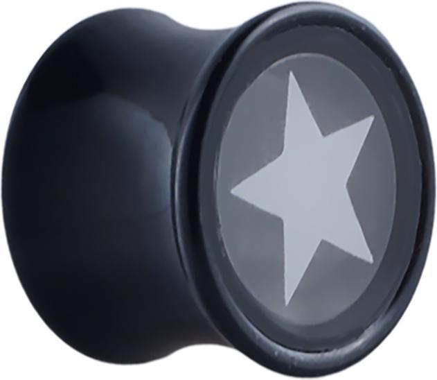Produktbild Star Piercing Ring silber schwarzer Stein in Klauen (64, Stahl)