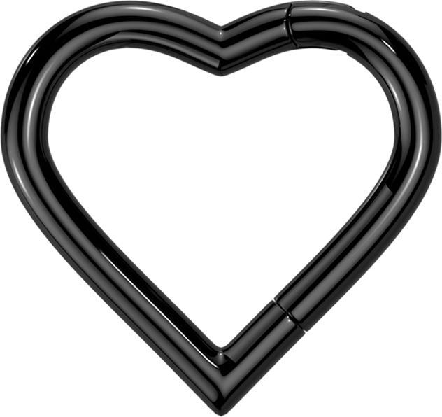 Star Piercing Micro Segmentring klappbar schwarz Herz (ohne Messing, Titan G23)