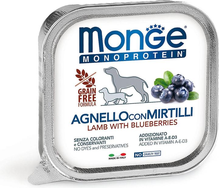 Produktbild Monge Dog Monoprotein Lamb & Blueberries (Adult, 1 Stk., 150 g)