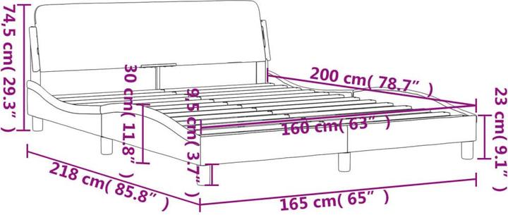 Actual product image VidaXL Bed frame with velvet headboard (160 x 200 cm)