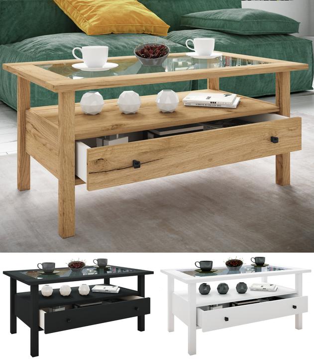 Produktbild VCM Holz Beistelltisch Couchtisch Sofatisch Wohnzimmertisch Schublade Lingis L (90 x 54 cm)