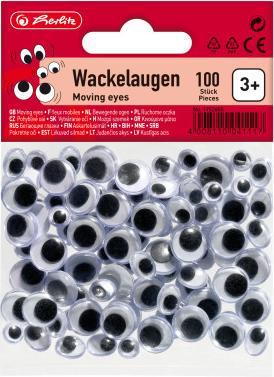 Actual product image Herlitz Wiggle eyes, movable pupil, assorted sizes: 33 x 7 mm round, 33 x 12 mm round