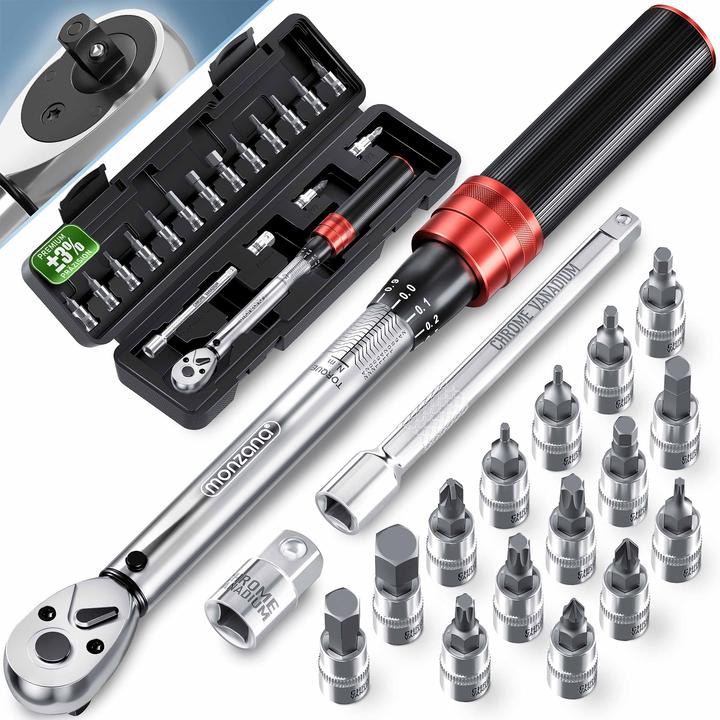 Monzana Drehmomentschlüssel Set (1/4", 1 Nm, 25 Nm)