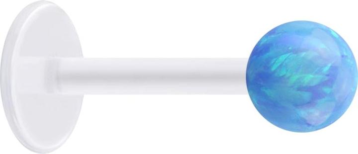 Star Piercing Micro Labret transparent mit Kugel Opal hellblau (ohne Messing, Bioflex)