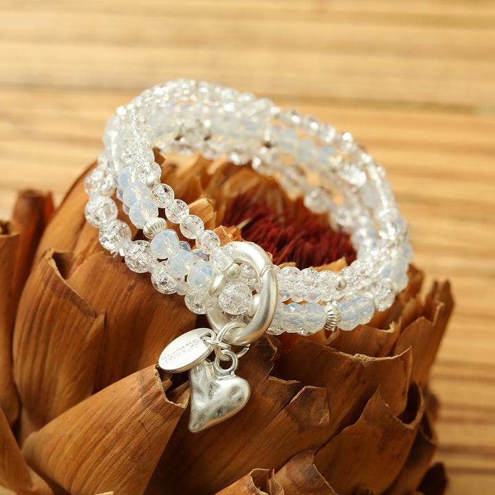 Produktbild Andreani Armband aus echtem Bergkristall mit Herzanhänger (80 cm, Bergkristall)