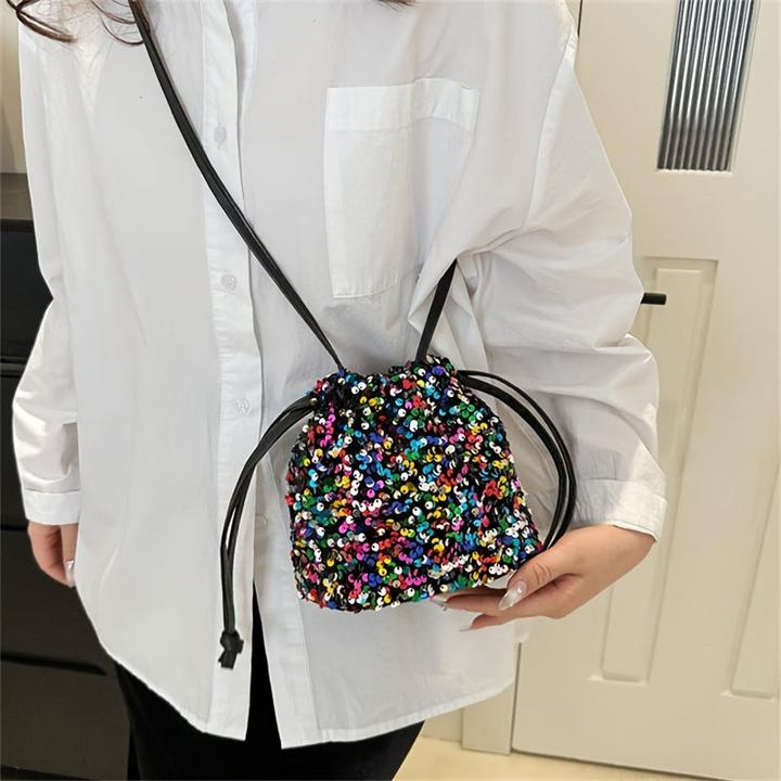 Image du produit Only-Bags.Store Sparkle multicolore paillettes sac seau léger, élégant rue banlieue style doux