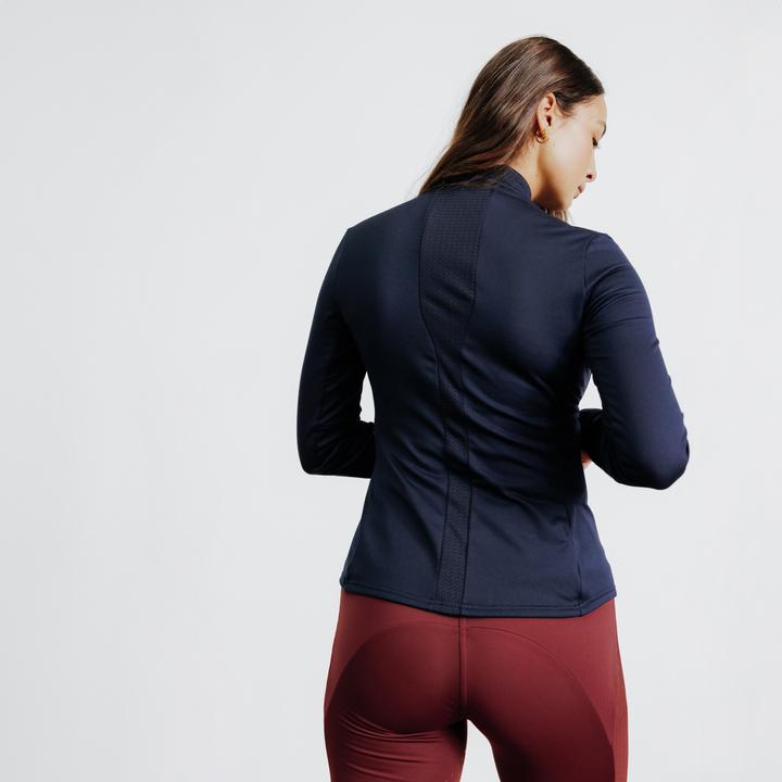 Immagine prodotto Fouganza Polo da equitazione 500 a manica lunga da donna blu (38)