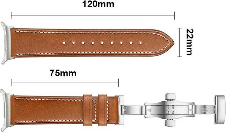 Image du produit Cover-Discount Galaxy Watch Ultra (47mm) - Bracelet de remplacement en cuir avec boucle papillon (Cuir)