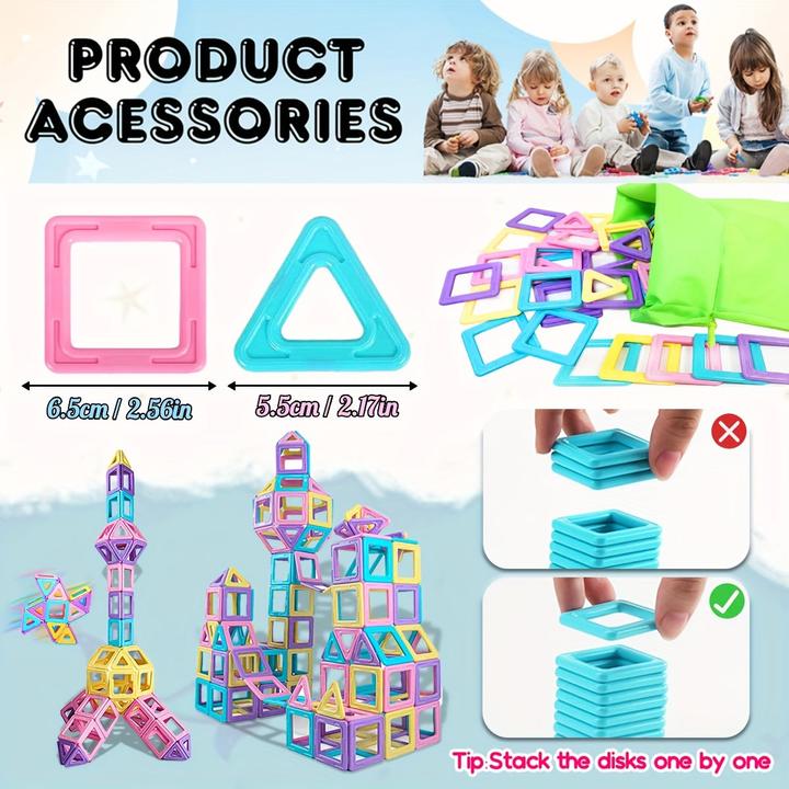 Produktbild Activity Board Macaron Magnetische Bauklötze, Macaron Farbe DIY Magnetische STEM Spielzeug, Lernende Educational