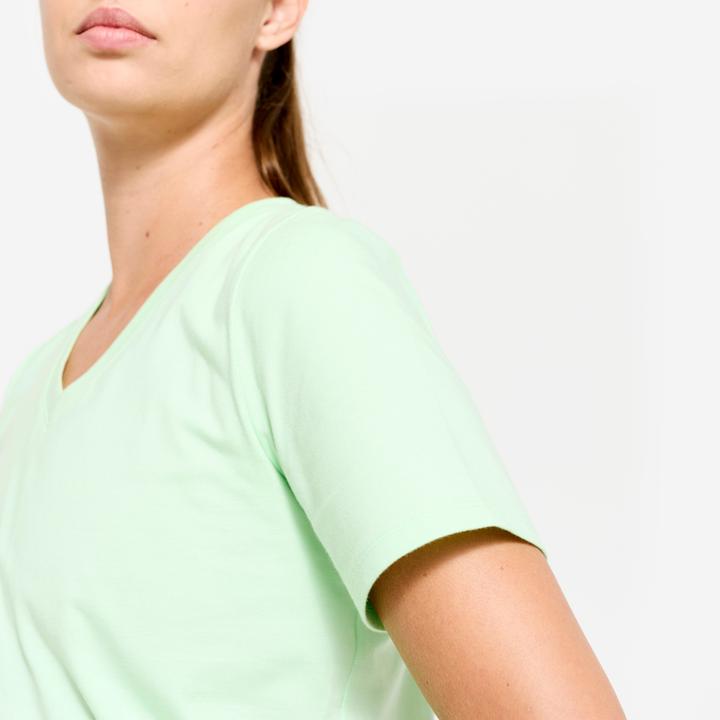 Immagine prodotto Domyos Women's V-Neck Cotton Fitness T-Shirt - Sorbet Green (3XL)