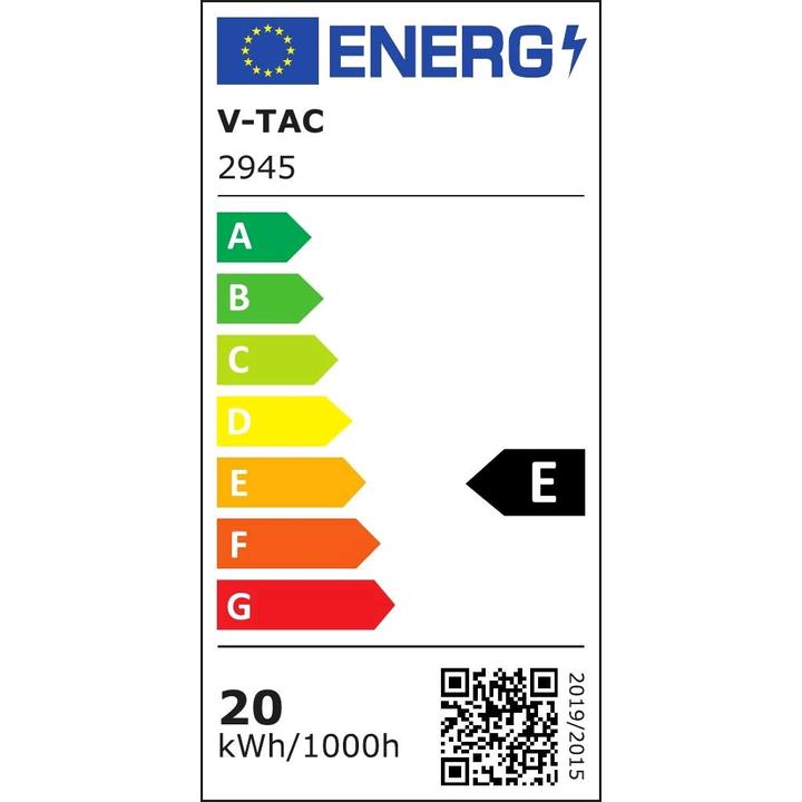 Energie-Label V-TAC VT11020150B 20W LED Wandleuchte Schwarzer Körper Quadratisch 4000K IP65 (2580 lm, IP65)