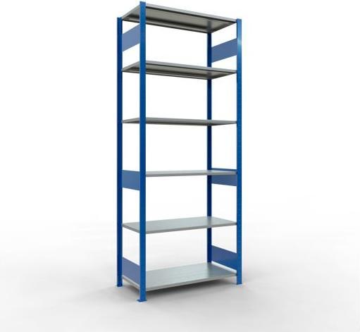 Sistema di scaffalature di base senza viti MULTIplus150 con ripiani di lunghezza