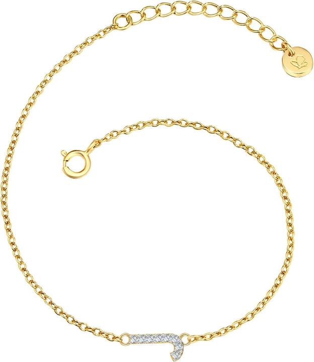 Glanzstücke München Damen Buchstabe J Sterling Silber Zirkonia Gelbgold 17,0 cm Basislänge + 3,0 cm Verlängerung - 32158 (17 cm, Sterling Silber)