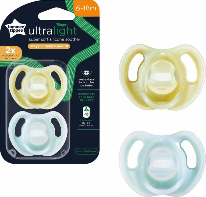 Tommee Tippee Silicone soother, ULTRA-LIGHT 6-18 months 2 pieces, 43345101 (2 x, 6 - 18 M.)